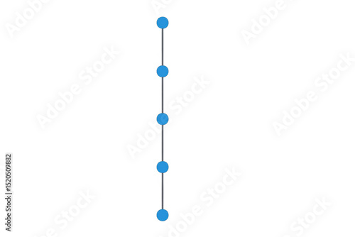 Minimalist vertical timeline with five blue dots representing milestones or progress, isolated on a transparent background