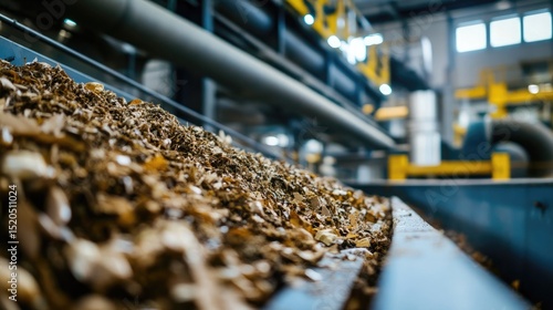 Close up of organic waste-to-energy solutions using anaerobic digestion, biogas production, and composting systems to turn food waste into renewable energy