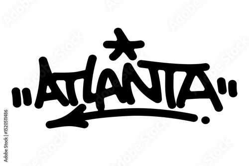 Graffiti tag of “Atlanta” in bold black vector style. Urban street art with sharp lines, perfect for hip hop culture, city themes, and modern graphic design projects.