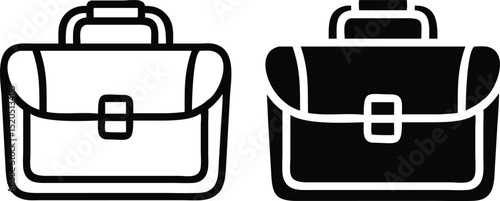 Minimalist Line Art Vector Briefcase Icon with Gray Outline and Professional Design