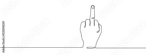 Continuous line, hand holding up middle finger Line Art Vector Transparent Background Edit Stroke.