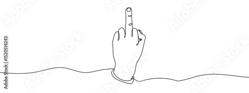 Continuous line, hand holding up middle finger Line Art Vector Transparent Background Edit Stroke.