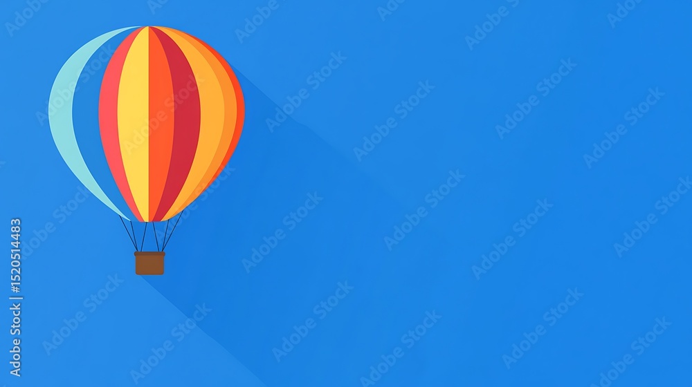 Naklejka premium Colorful hot air balloon against a vivid blue sky.