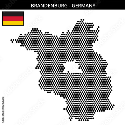 Medium hexagonal dotted map of brandenburg in Germany