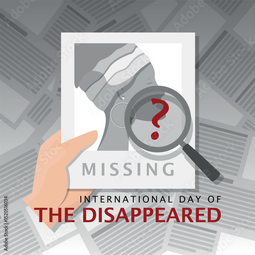 International Day Of The Disappeared Poster. Photo of missing person