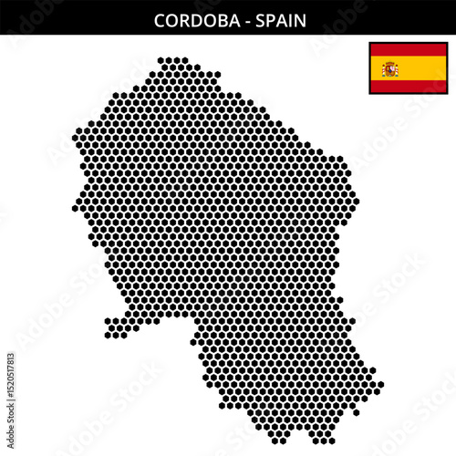 Medium hexagonal dotted map of cordoba in Spain