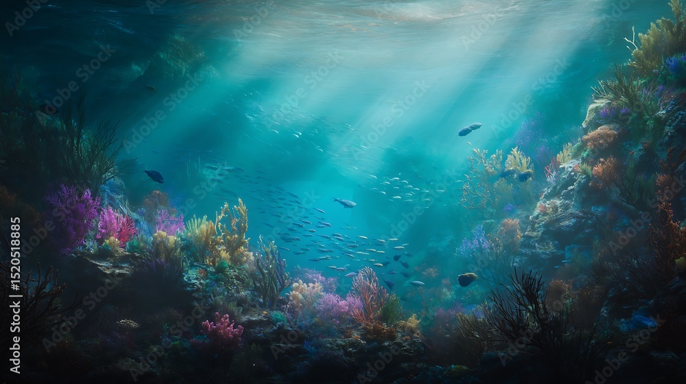 Underwater vibrant coral reef teeming with life Underwater vibrant coral reef teeming with life