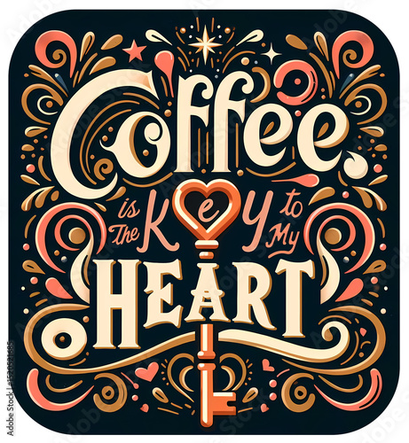 Coffee is the Key to My Heart, typography