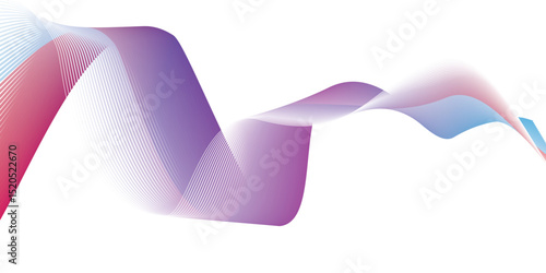 Flowing colorful curve shape with soft gradient vector abstract background, relaxing and tranquil art, can illustrate health medical or sound of music. Vector illustration
