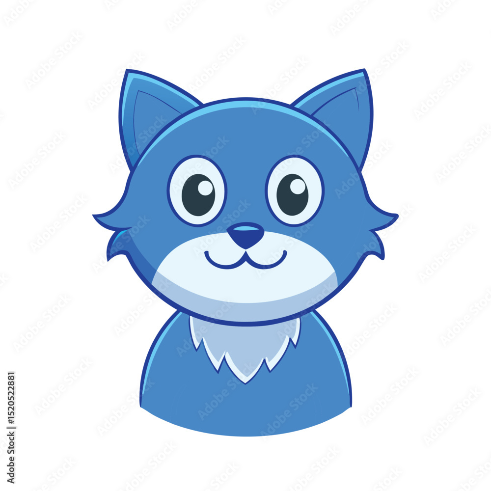 Fototapeta premium Blue Cartoon Cat Head – EPS Clipart for Stickers & Shirts