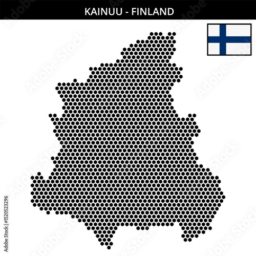 Medium hexagonal dotted map of kainuu in Finland