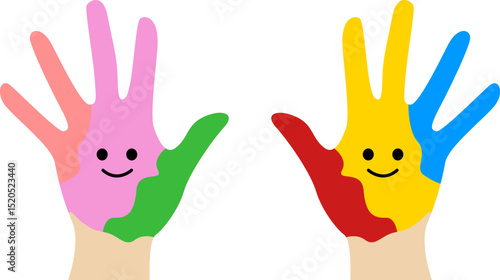 Colorful Handprint Children Hands