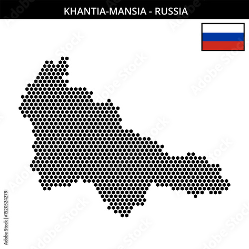 Medium hexagonal dotted map of Khantia-Mansia in Russia