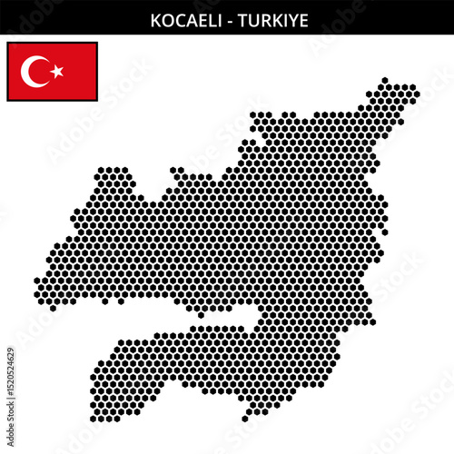 Medium hexagonal dotted map of kocaeli in Turkiye