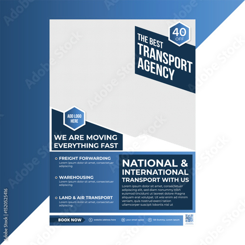 High-Quality Flyer for Freight Transport Agencies – Promote Trucking, Cargo Handling, and Warehousing Services with a Clean Layout