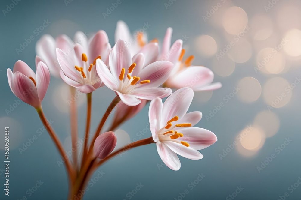 Fototapeta premium Delicate Pink Flowers with Blurred Background and Soft Lighting