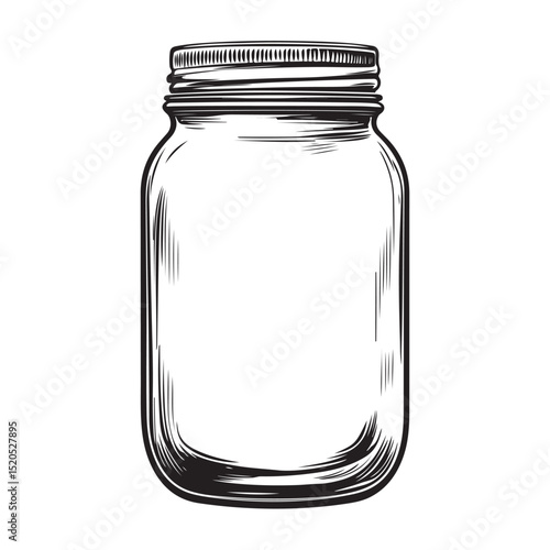 Classic Mason Jar Silhouette Vector Illustration Vintage Style Design