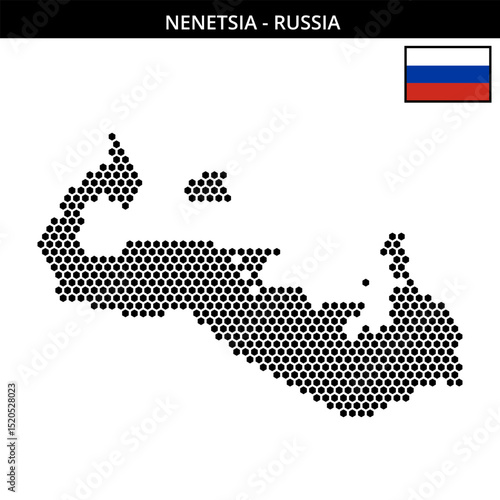 Medium hexagonal dotted map of Nenetsia in Russia