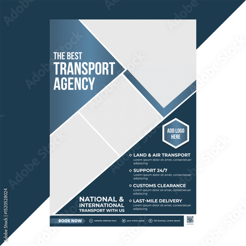 Professional Transportation Flyer Template for Website Promotion: Editable Vector Design for Logistics, Delivery, and Shipping Services Marketing Material