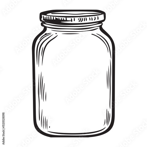 Classic Mason Jar Silhouette Vector Illustration Vintage Style Design
