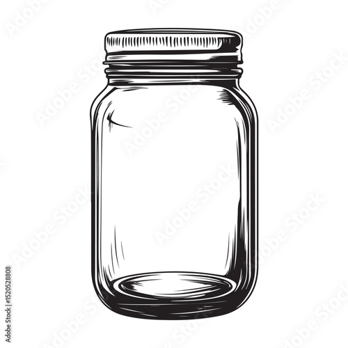 Classic Mason Jar Silhouette Vector Illustration Vintage Style Design