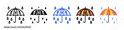 Drizzle Drop Icon Collection With Multiple Styles