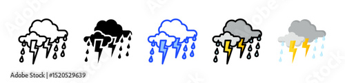 Rain Storm Icon Collection With Multiple Styles