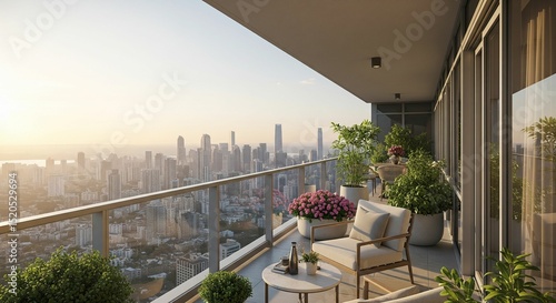 a view of the city from the balcony of an apartment