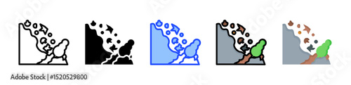 Landslide Icon Collection With Multiple Styles