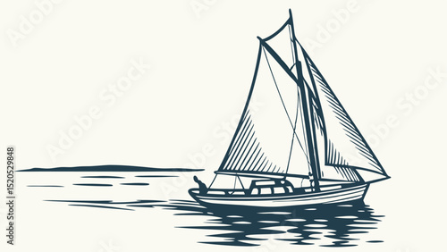 Vintage sailboat illustration sailing boat drawing nautical vessel sketch ocean travel graphic design art