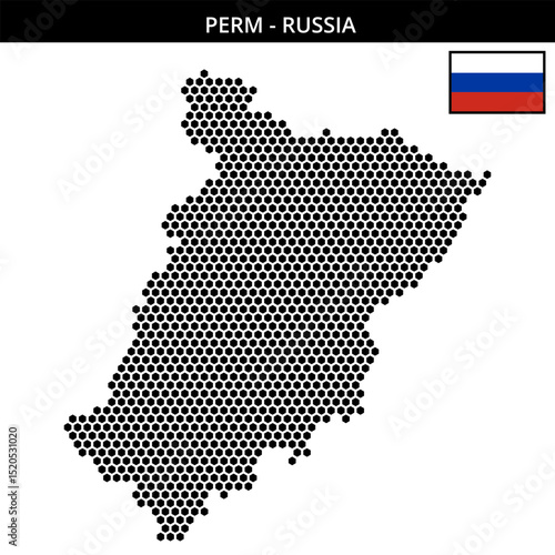 Medium hexagonal dotted map of perm in Russia