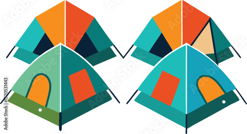 Colorful Camping Tents Illustration for Outdoor Adventure and Recreational Activities