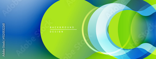 Abstract flowing shapes, vibrant blue, green hues. Modern design, smooth gradients create dynamic visual effect. Minimalist composition.
