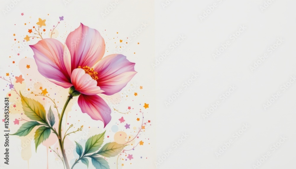 Naklejka premium a vibrant watercolor illustration of a flower with a detailed background of intricate patterns and bright colors