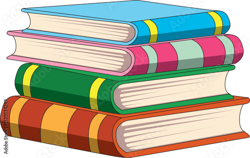 Pile Of Books Set Of Cartoon Storybook Vector