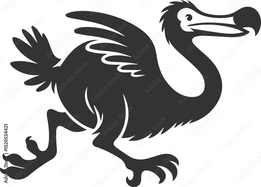 Fototapeta premium Cute animal vector bird silhouette of a dodo art drawing