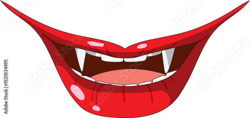 Vampire Lips With Fangs Dracula Vector
