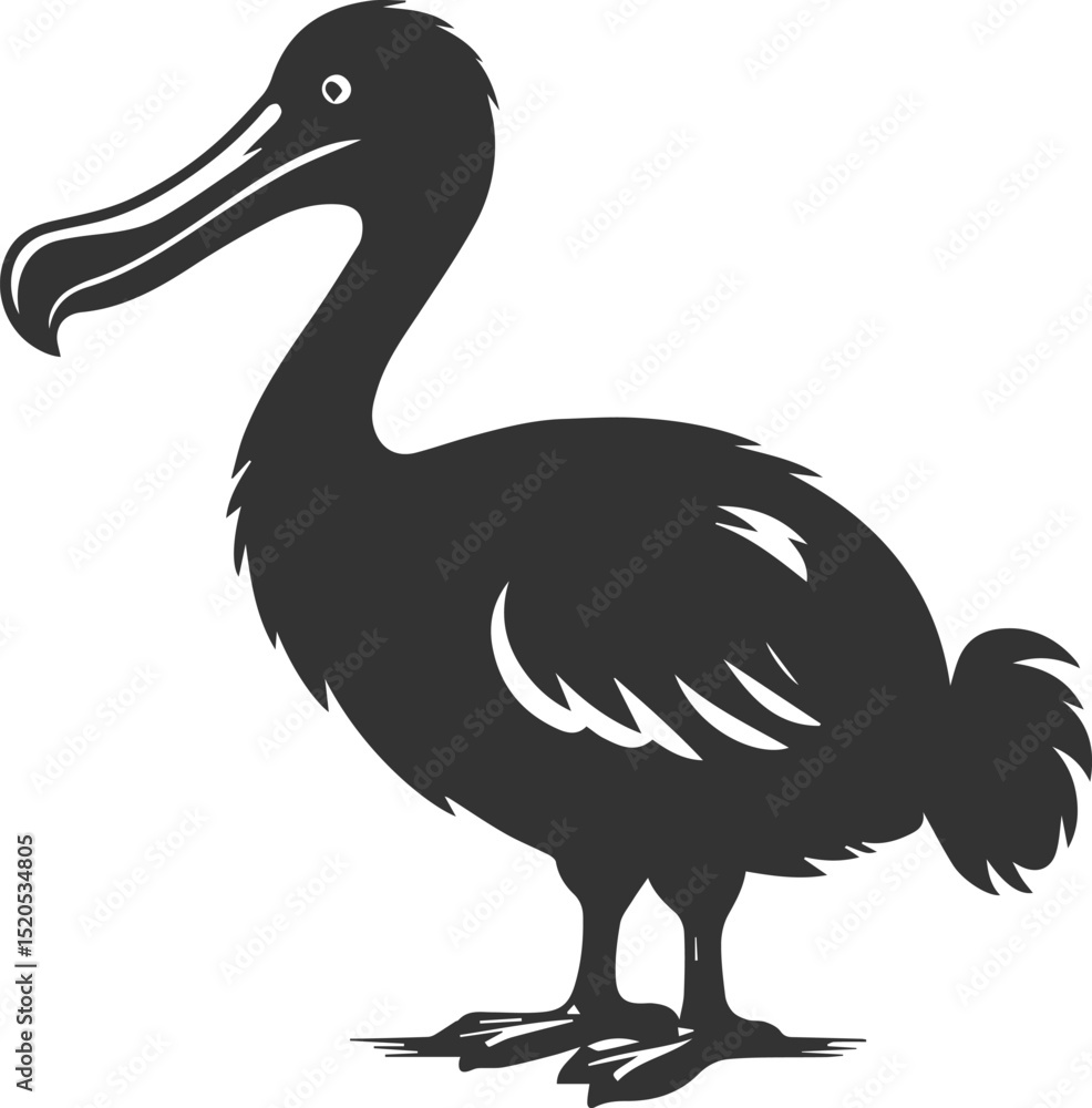 Fototapeta premium Cute animal vector bird silhouette of a dodo art drawing