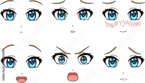 Girl Face Expression Anime Character Creator Front View Illustration