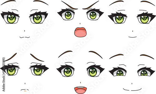 Anime Girl Expression Front View Character Creator Illustration