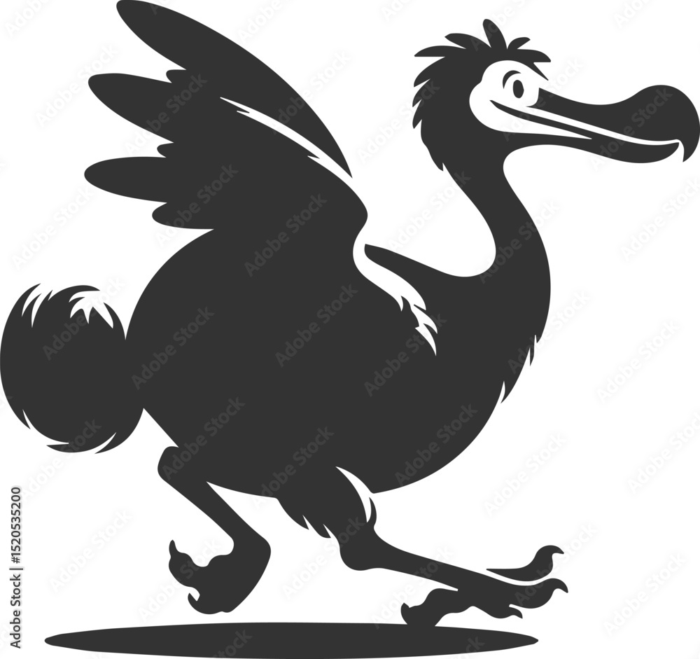 Fototapeta premium Cute animal vector bird silhouette of a dodo art drawing