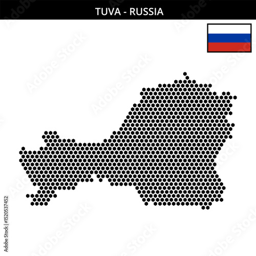Medium hexagonal dotted map of Tuva in Russia