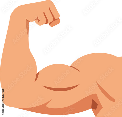 Muscular flexed arm showing bicep strength vector illustration muscle power 