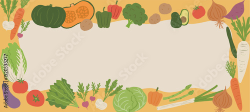 カラフルな野菜のイラストのフレーム