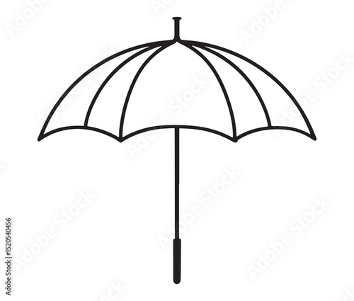 Cartoon umbrella isolated on white background. Minimalist umbrella line art design.