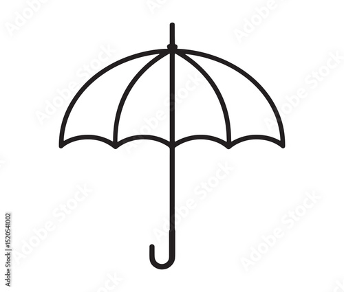Cartoon umbrella isolated on white background. Minimalist umbrella line art design.