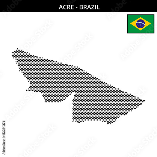 Small hexagonal dotted map of acre in Brazil