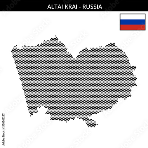 Small hexagonal dotted map of Altai-Krai in Russia