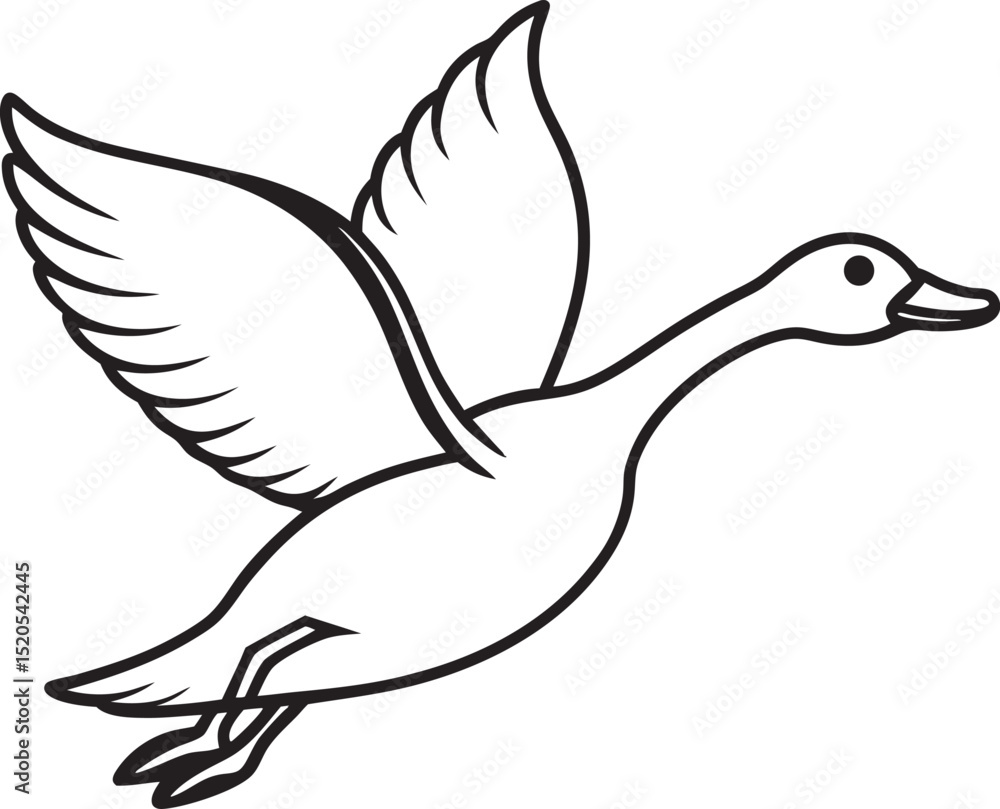 Obraz premium Flying Duck Silhouette Vector Illustration In White Background