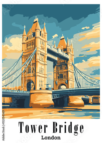 Tower Bridge London Vector Illustration.